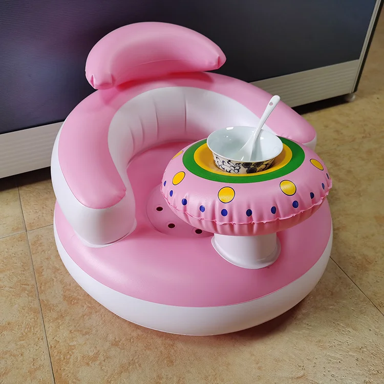 Funny air baby feeding chair PVC kids sofa inflatable baby learn sitting chair