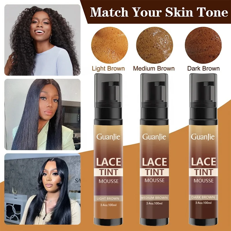 curling braiding hair Lace Tint Spray 3 Color New Arrival Hair Extension Tool Lace Tint Spray Foam Mousse Lace Tint Mousse