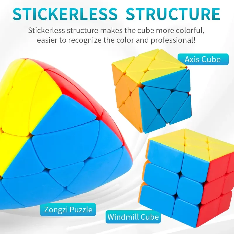Custom MOYU Meilong Windmill Twist Puzzle Cube DIY Stickerless ChildrenBrain Fidget Magic Cube Toys Kids Christmas Gift