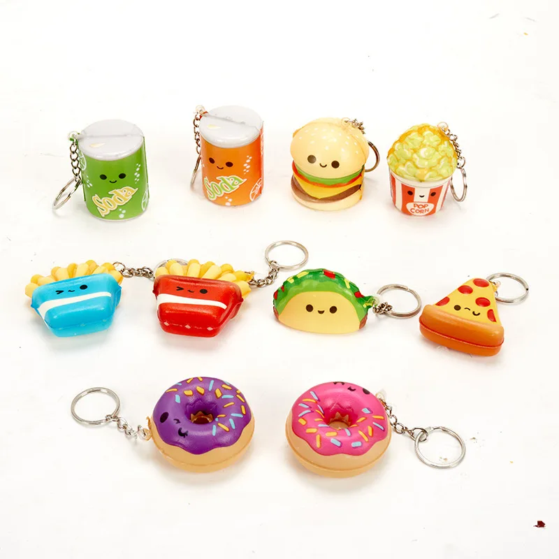 Small Soft Sensory Fidget Party Favors Mini Squishy Fast Food Keychains Slow Rise Stress Relief Toys