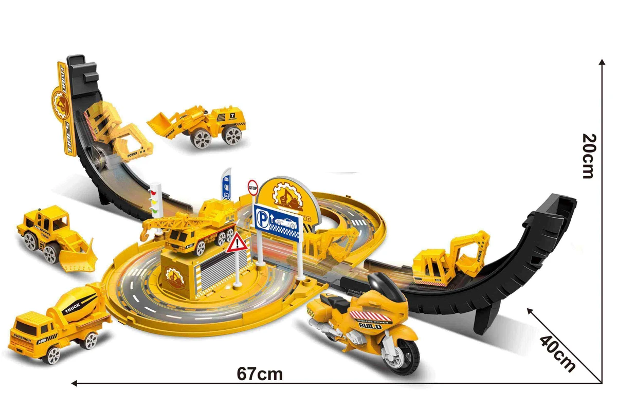 Construction Parking Lot Set For Deformation Tire Alloy Kid Deformation Track Alloy Parking Lot Toy Racing Car Garage Play Set
