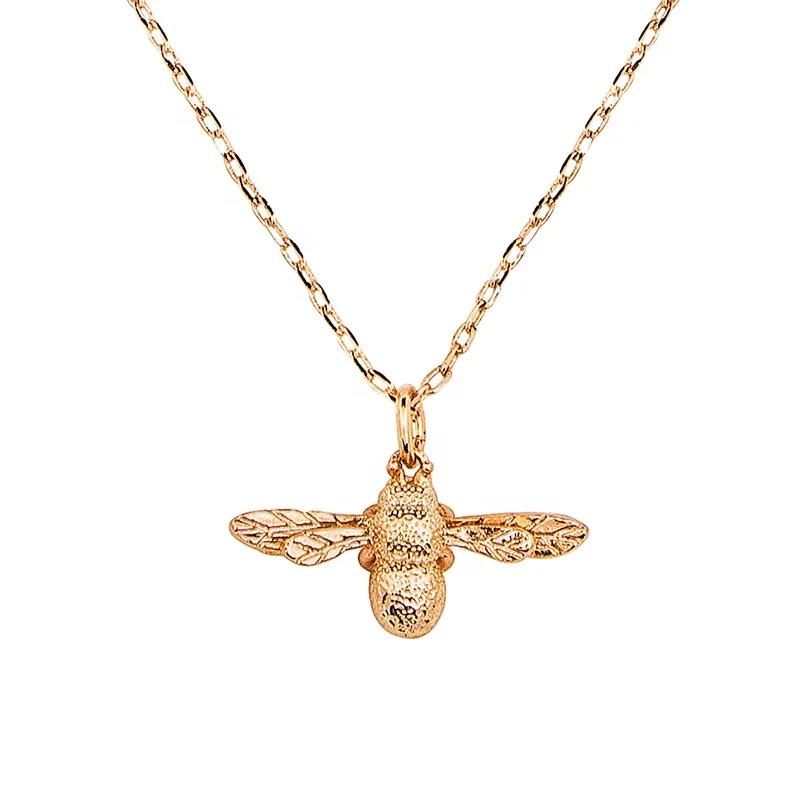 Genmel new arrival 925 silver jewelry gold plated bumble bee pendant necklace for women