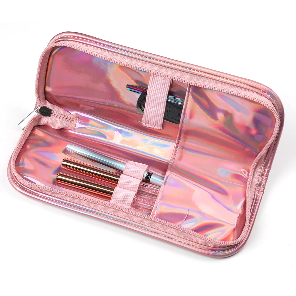 2023 Private Label Leather Bag Pink Makeup Cosmetic Tool Container Pen Stand Case Nail Brush Bag Holder Brush Cases