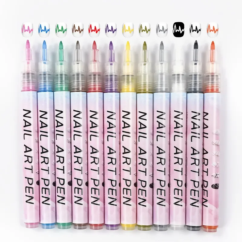 New 0.5mm Nail Manicure Tools Plastic Waterproof Painting Liner Oily Brush White Marker Pen Nail Art Graffiti Pen Gel Pencil