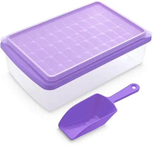 Ice Cube Tray With Lid and Bin Silicone Ice Tray For Freezer Comes with Ice Container Scoop and Cover
