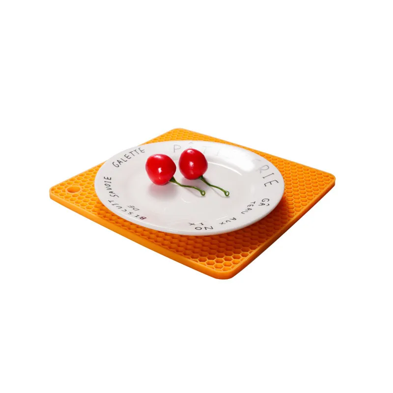 Square Honeycomb Non-slip Heat-Resistant Silicone Mats Bowl Pad Pot Holder Thicken Insulation Table Placemat Home Desktop Decor