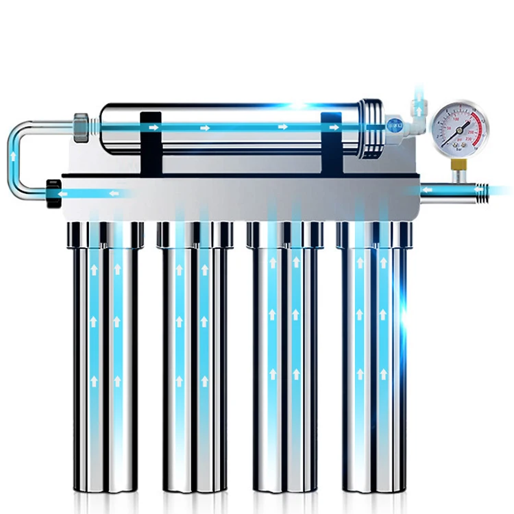 SANIPRO 5 Stage Sediment Active Carbon UF Water Purification Filters Under Sink SS Water Filter System for Home Drinking