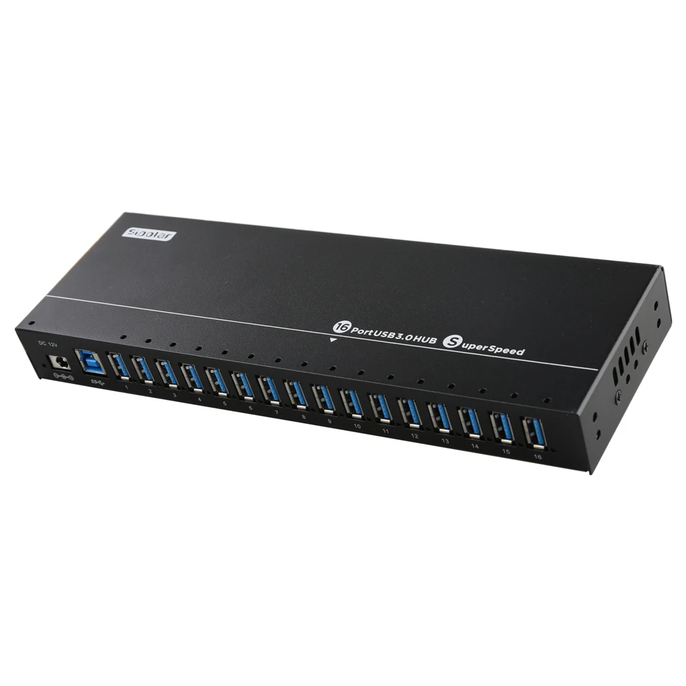 Sipolar A316 16-Port USB 3.0 Data HUB and Charger 16 port powered USB hub 12V 10A 120W power adapter
