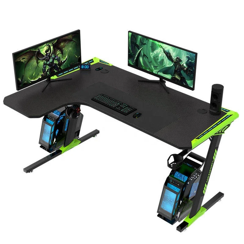WSX8001 Бестселлер l-образный RGB pc стол из углеродного волокна Текстура игровой со светодиодной подсветкой