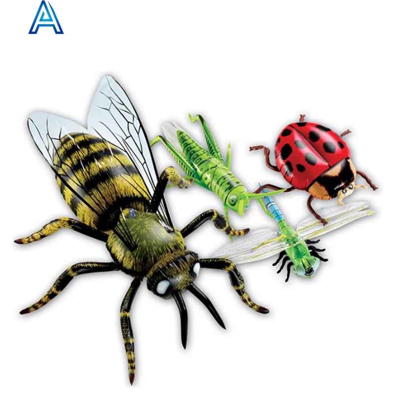 Customize full printing lifelike 3D cartoon vinyl PVC air blow inflatable hanging insect ant bee locust spider toy