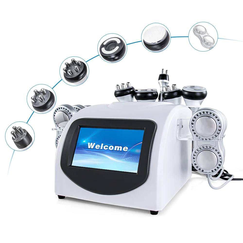 6 in 1 High Quality 80k / 40k Vacuum Cavitation System Body Shaping Rf Cavitation Slimming Machine 80k with 6 EMS Pads