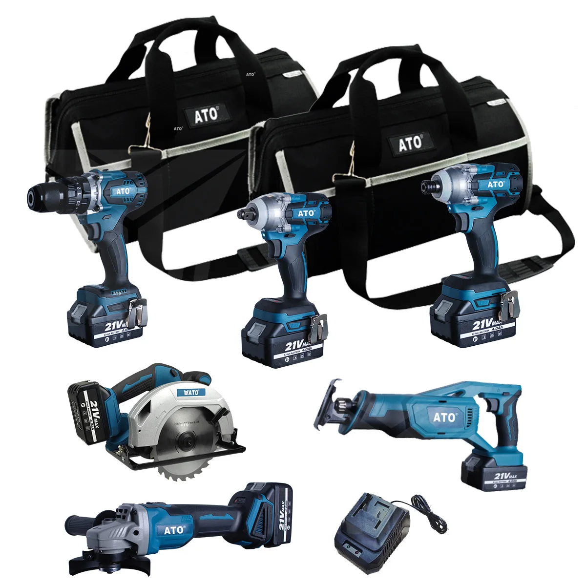 ATO power tools CB2004 lithium-ion battery 4 in 1 tools combo kits sets 15-pieces combo brushless cordless  reciprocating saw