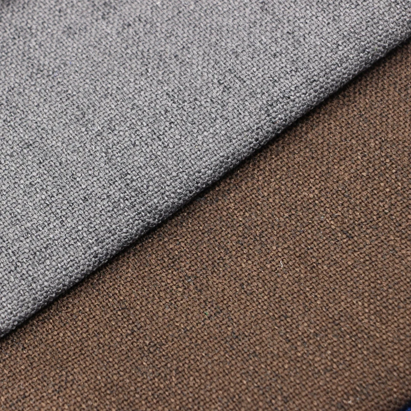 wholesale high quality 100 polyester plain style dyed linen look  furniture upholstery fabric cloth material supplier in china