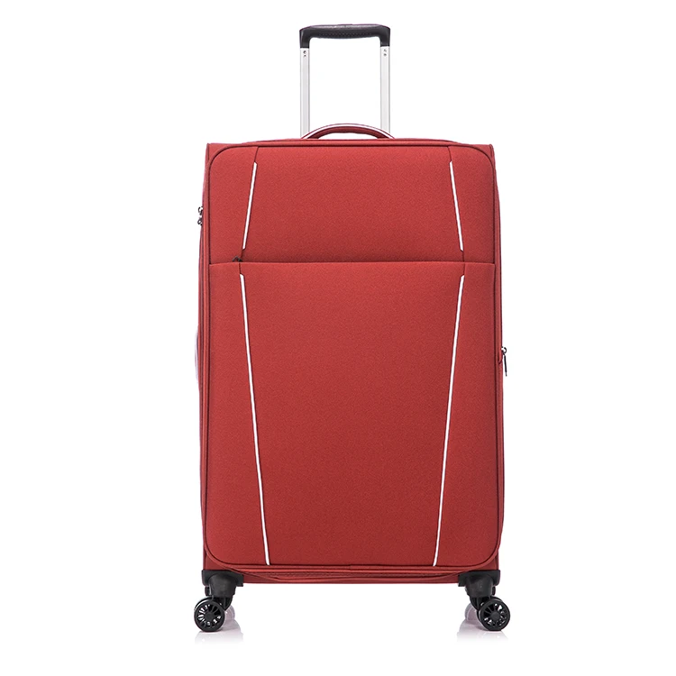 Manufacture Factory 4 Wheels Nylon Red Trolley Luggage Sets with Spinner Universal Wheel