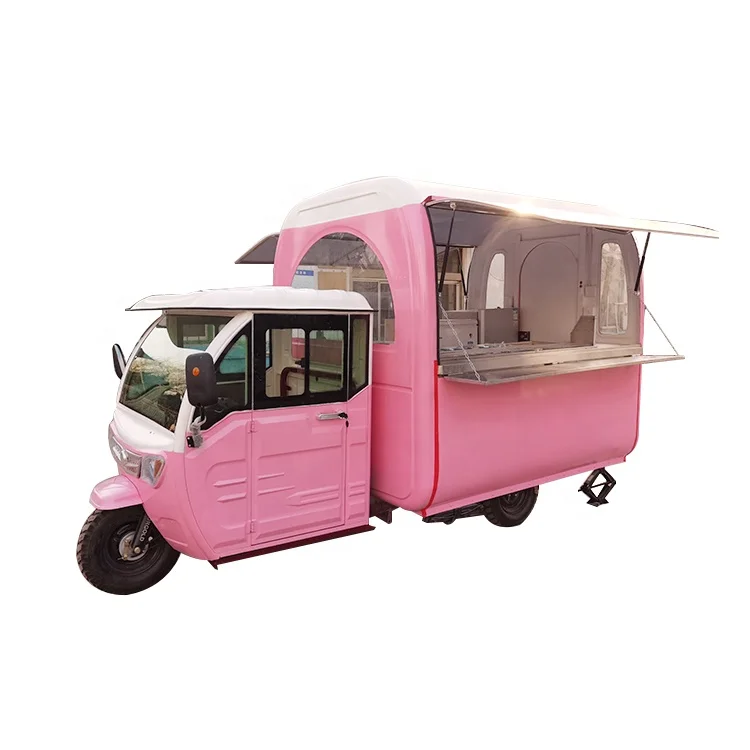 
Motorcycle Food Cart Coffee Tricycle 3 Wheel Ice Cream Food Cart With Electric Motorbike Red Hamburger Carts 