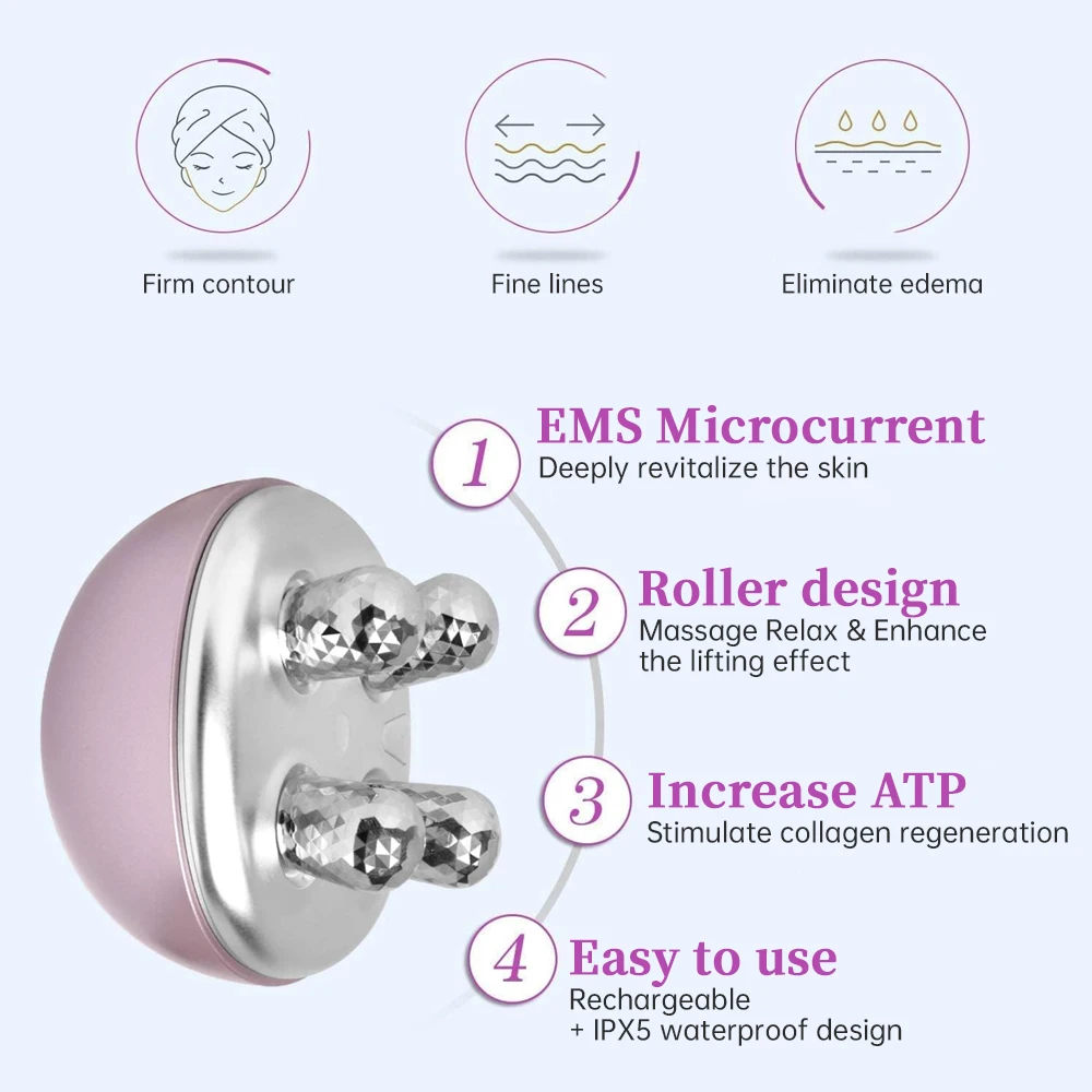 2 в 1 Профессиональный Массажер для лифтинга лица портативный массажер Электрический 3D ролик