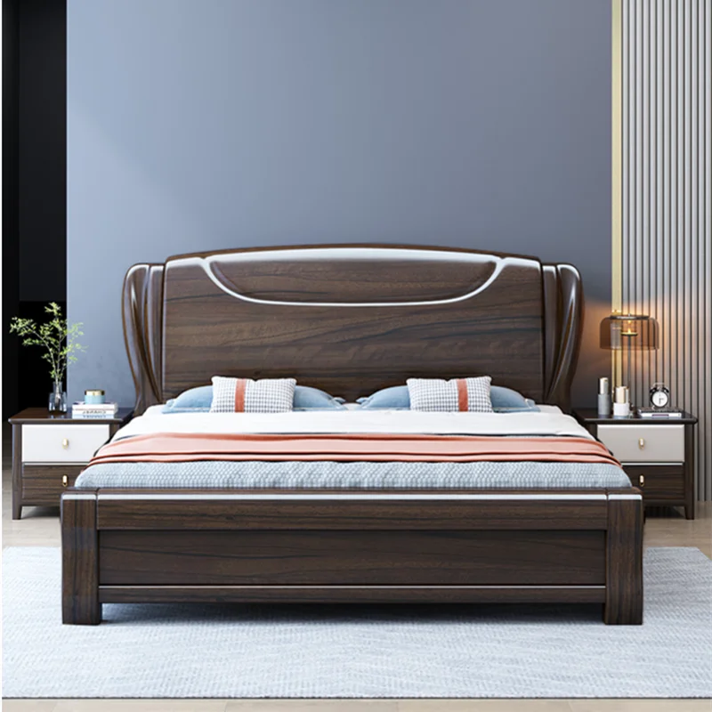 Purple solid wood bed double bed king bed bedroom furniture set
