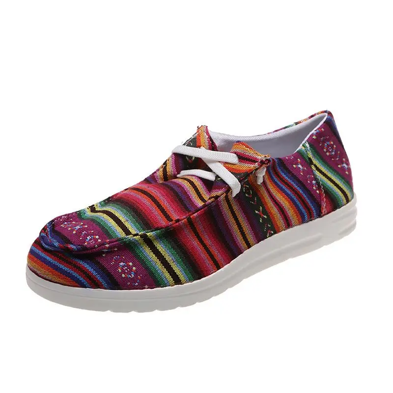 J&H 2022 cheetah striped print canvas trendy walking style shoes women slip on causal flat shoes big size loafers