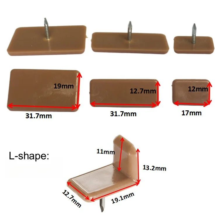 Self-Adhesive Furniture Glides Square Plastic Rubber Floor Protectors with Hardware Including Silicone and Felt Nail
