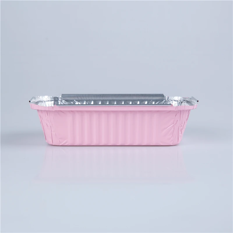Colorful 650ml pasta spaghetti broiler packaging pan rectangle aluminum foil food box disposable take out container for catering