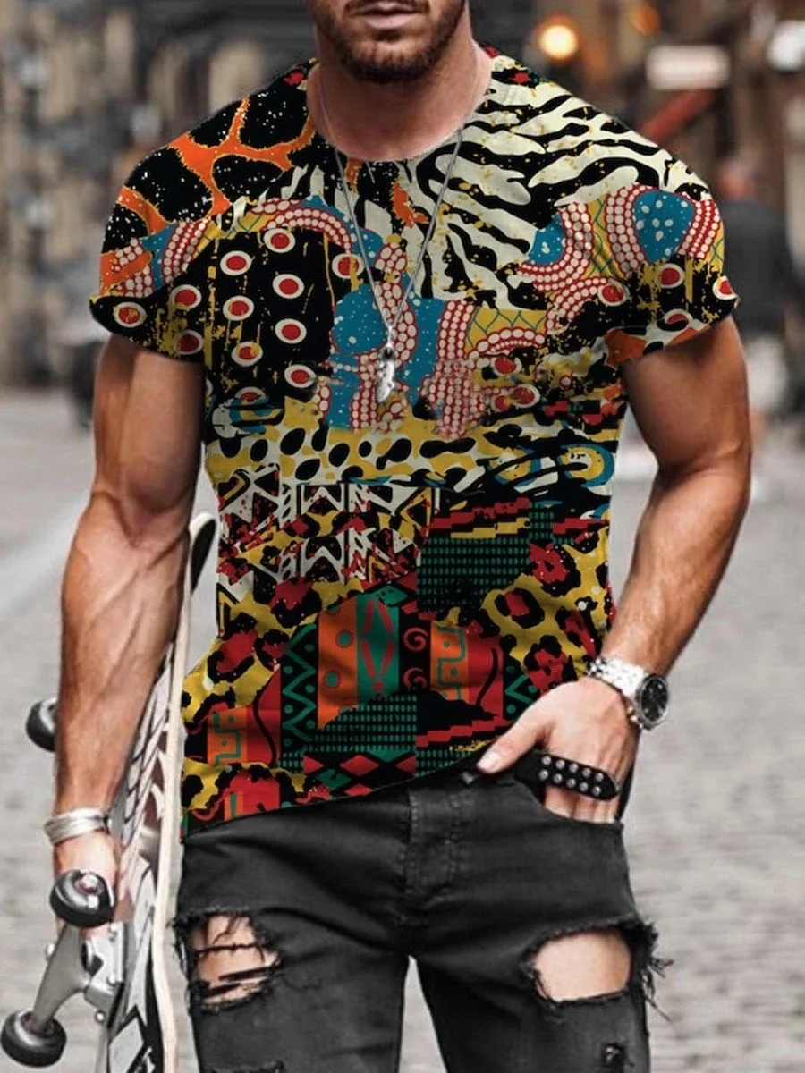  GZ-YCX005 2021 Summer Street wear Men Fashion Graphic Digital Printed O Neck Short Sleeve T shirts