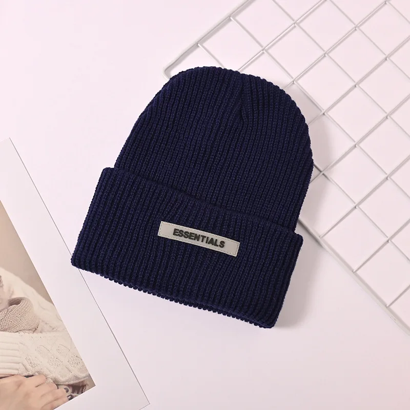 Wholesale Custom Unisex 100% Acrylic winter thick knitted beanie custom logo pure color beanies hat