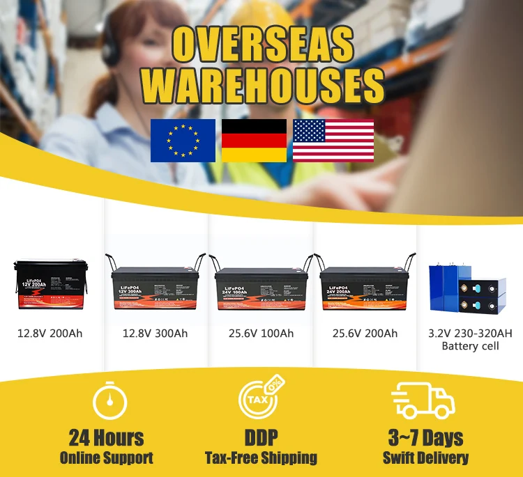 LiFePO4 12V 24V 48V 100AH 200AH Lithium iron phosphate battery pack for energy storage system DDP tax free