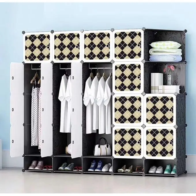 Multi-use Wardrobe Ghana Wardrobes Latest Design With Shelf And Hanger Good-looking Plastic Wardrobe Cabinet Bedroom Furniture