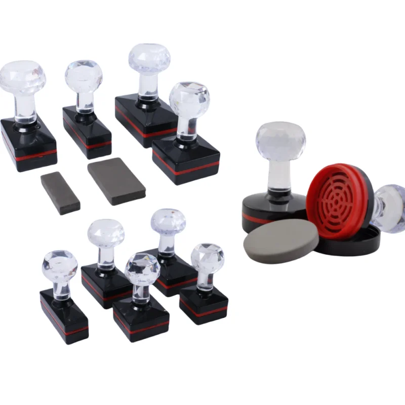 HB Series Custom Any Sizes Pre Inked Stamp Crystal Handle Photosensitive Office Flash Stamps