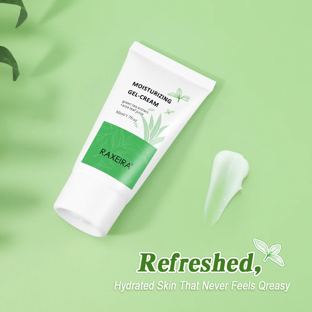 Organic Green Tea Extract Aloe Leaf Juice Gel Moisturizing Cream Hydrates  Soothes Lightening Skin Face Cream