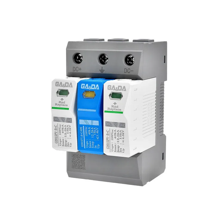 Gandian DC Discharge Current Surge Protector Lightning Arrester  1500V dc spd 3P surge protector