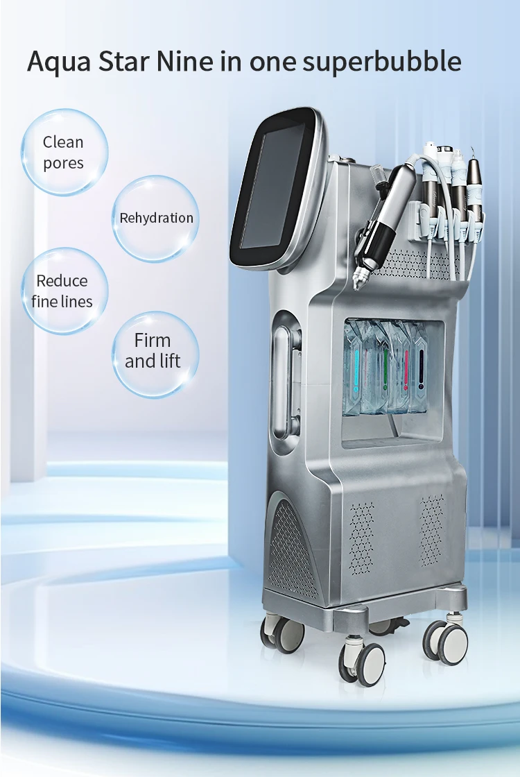 9 in 1 Super Bubble Aqua Peel Machine Hydroxygen Jet Deep Cleaning Firmness Whitening Moisturizing Beauty Instrument Facial