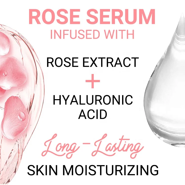 Private Label Rose Serum Lightening Collagen Whitening Moisturizing Vegan Anti-Aging Anti-Wrinkle Face Ordinary Serum