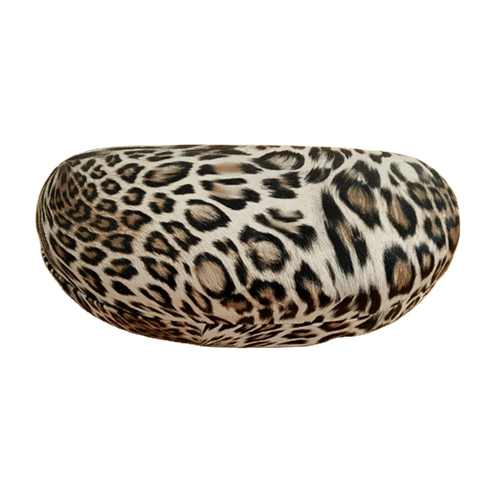 Leopard imitation leather wrapped hard metal eyewear sunglasses case