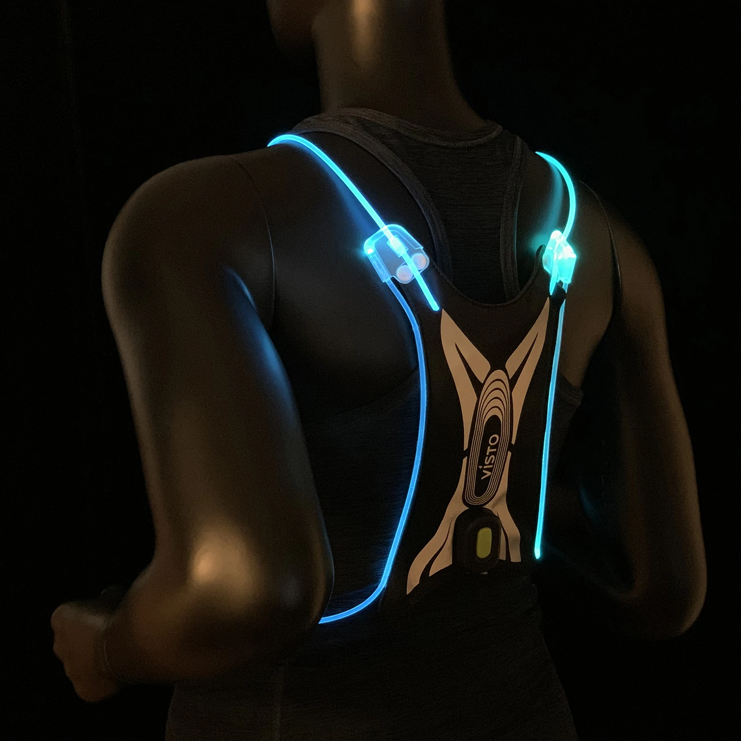 Super Bright 360 USB Rechargeable Flashing LED Running Vest for Road Safety