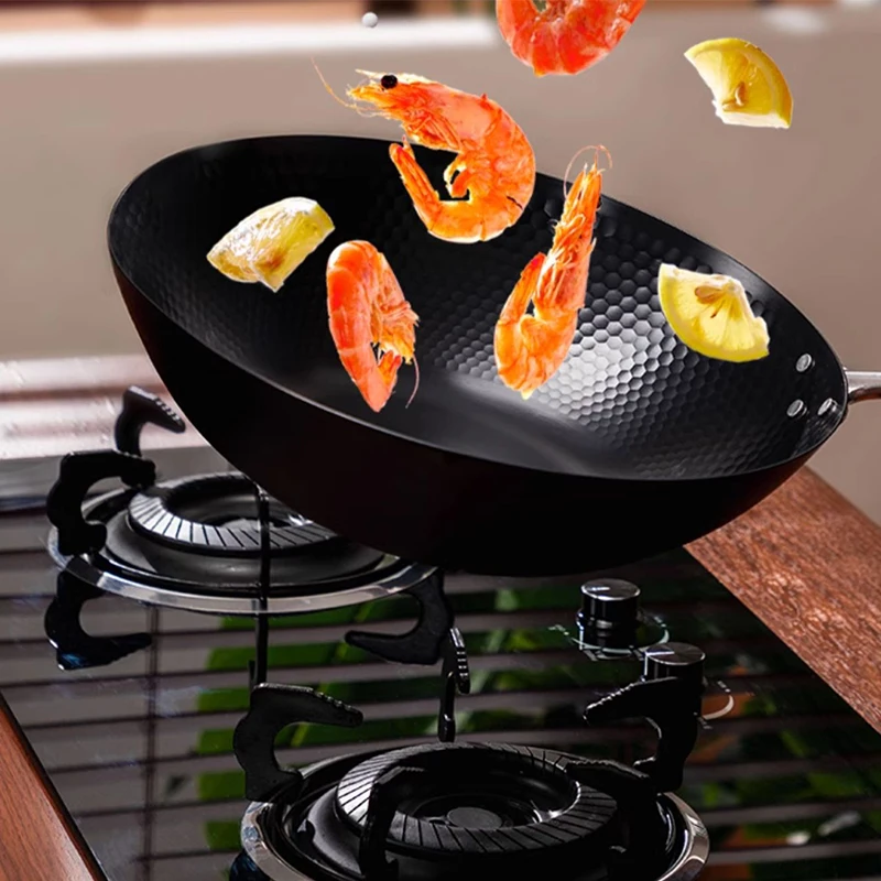 Carbon Steel Wok Hand Hammered Non-stick No Coating Less Oil Restaurant Cocinas Wok