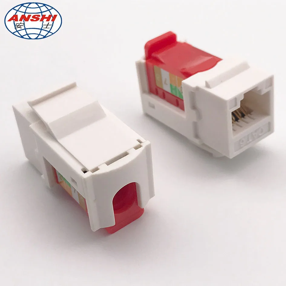 ANSHI Network CAT6 90 Degree UTP Toolless Wall Jack RJ45 Keystone Jack