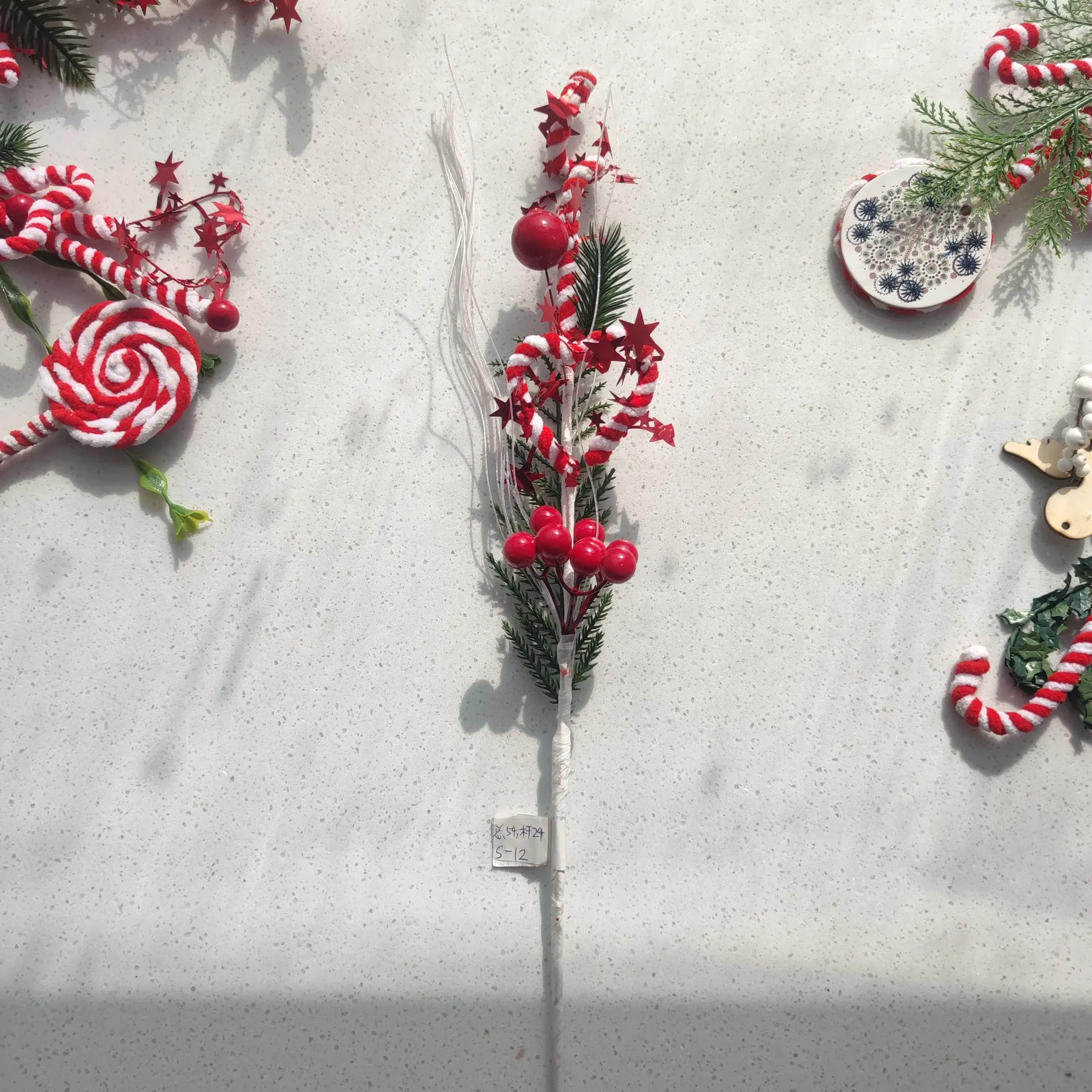 Navidad Christmas Decoration Suppliers Peppermint Swirl Picks Christmas Tree Decoration