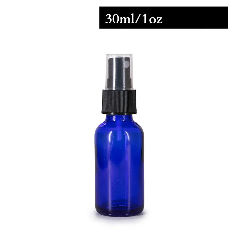 
1/2 1 2 4 oz Cobalt Blue Boston Round GLASS Spray Bottles with white black Atomizer cap 