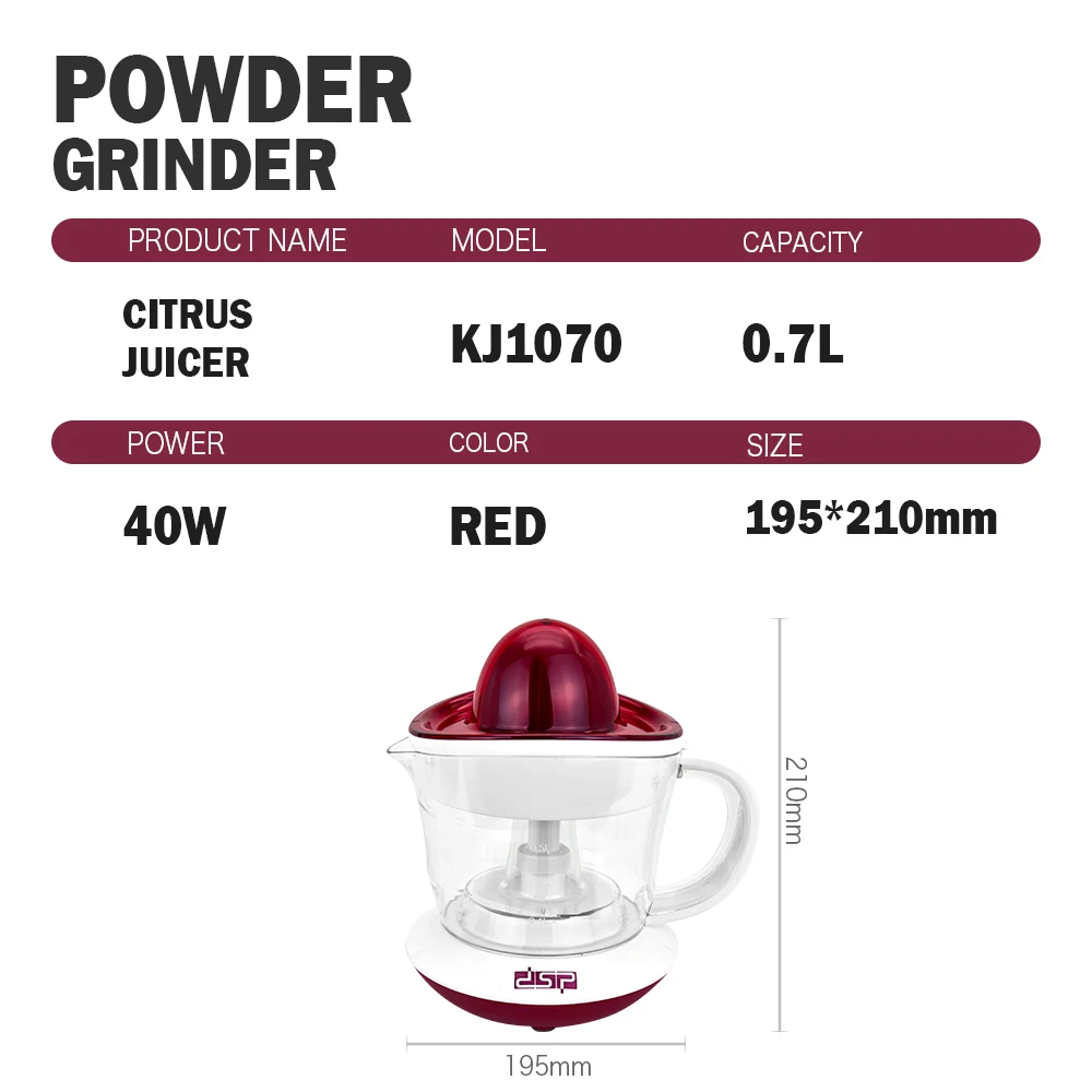 DSP hot sale OEM Kitchen appliance 700ml household electric citrus juicer Orange Fruit Lemon Squeezer Extractor Juicer