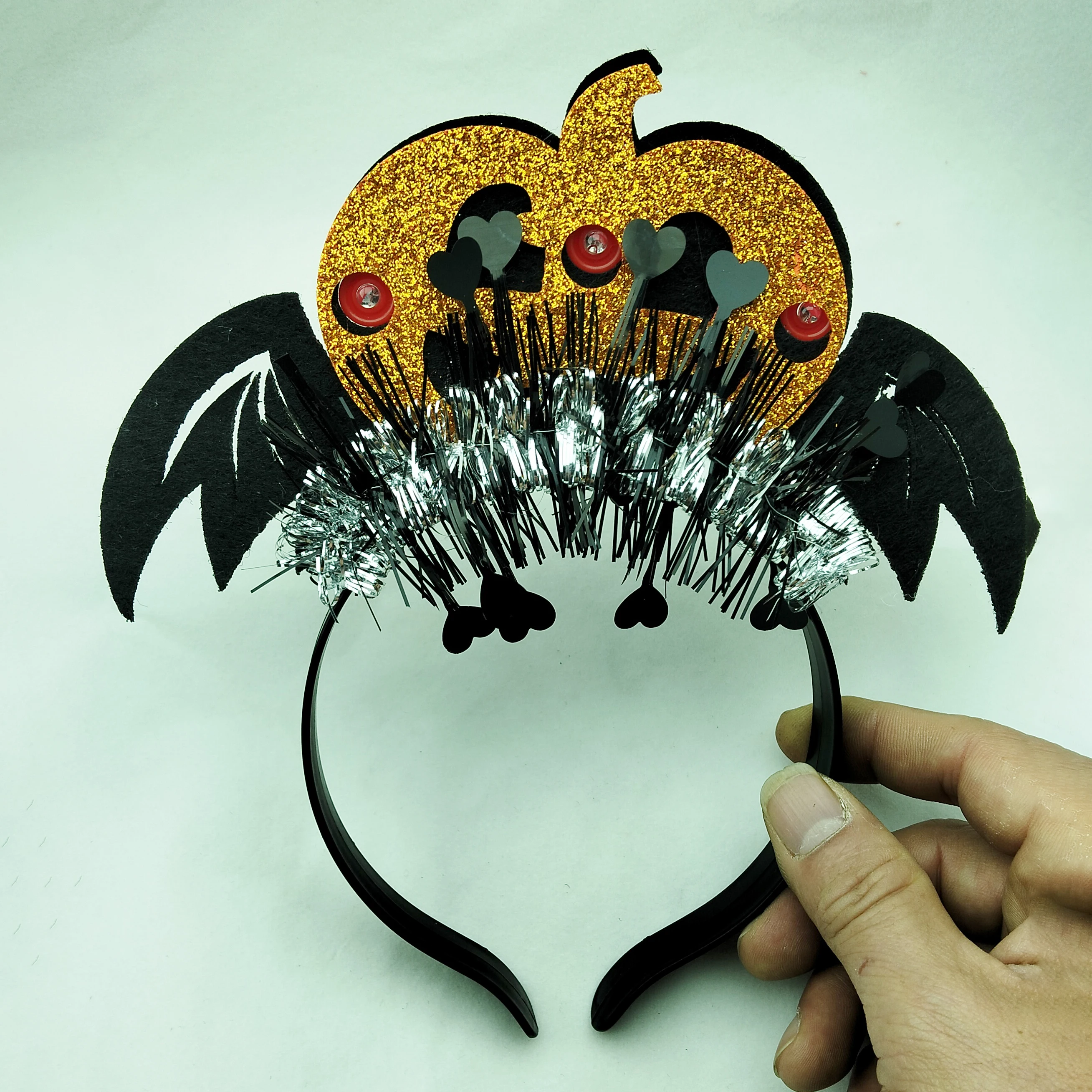 New Halloween hat Headband LED Flashing Pumpkin Witch Hat devil horns Headwear for Festive Celebrations
