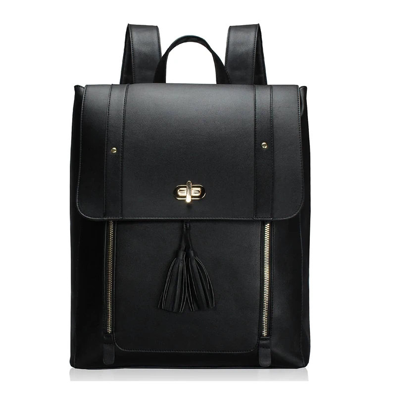 Women PU Leather  Business Backpack 15.6 Inch Laptop Backpack Vintage College School Rucksack