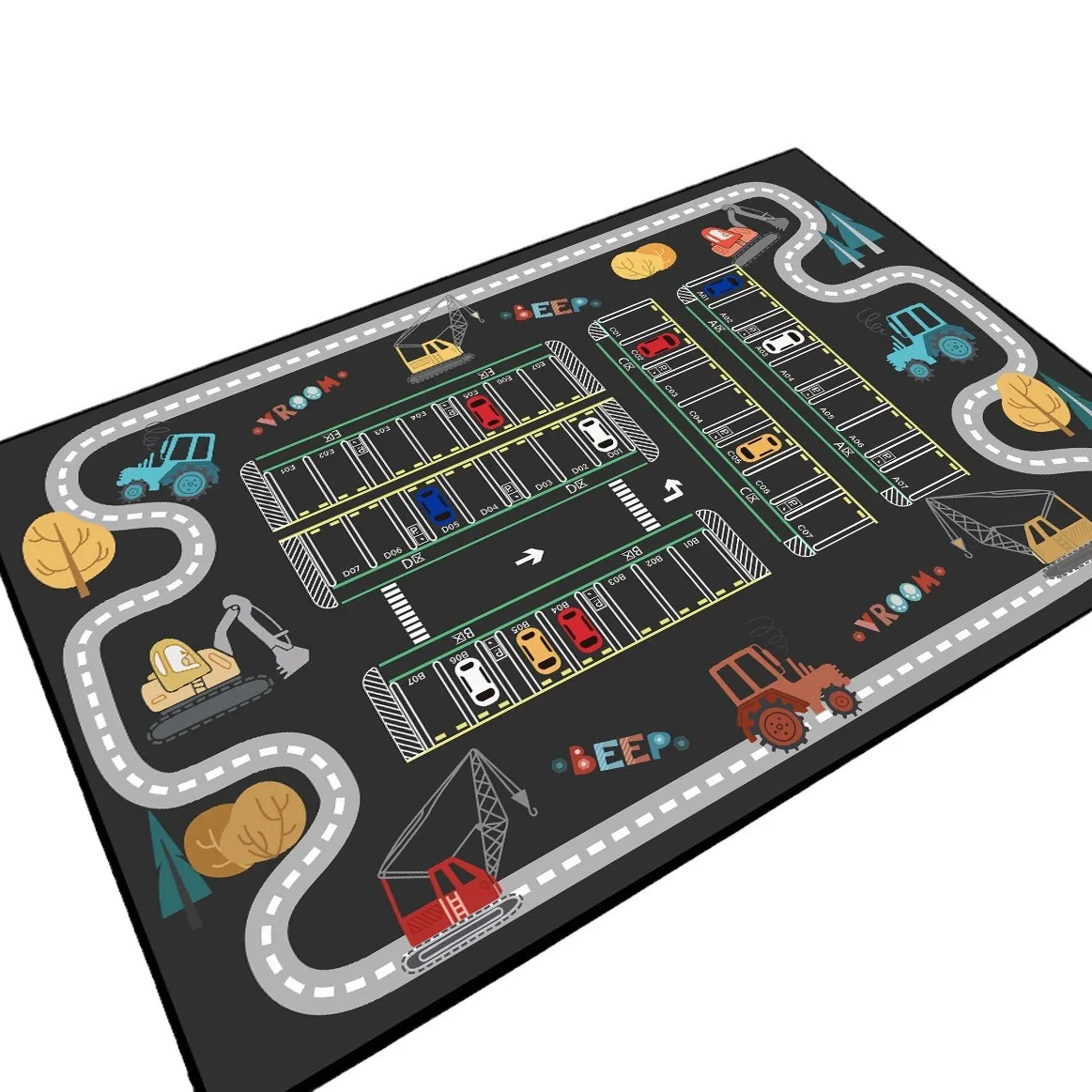 Kids Parking Traffic Play Boy Car Cartoon Road Track Carpet Driveway Floor Mat