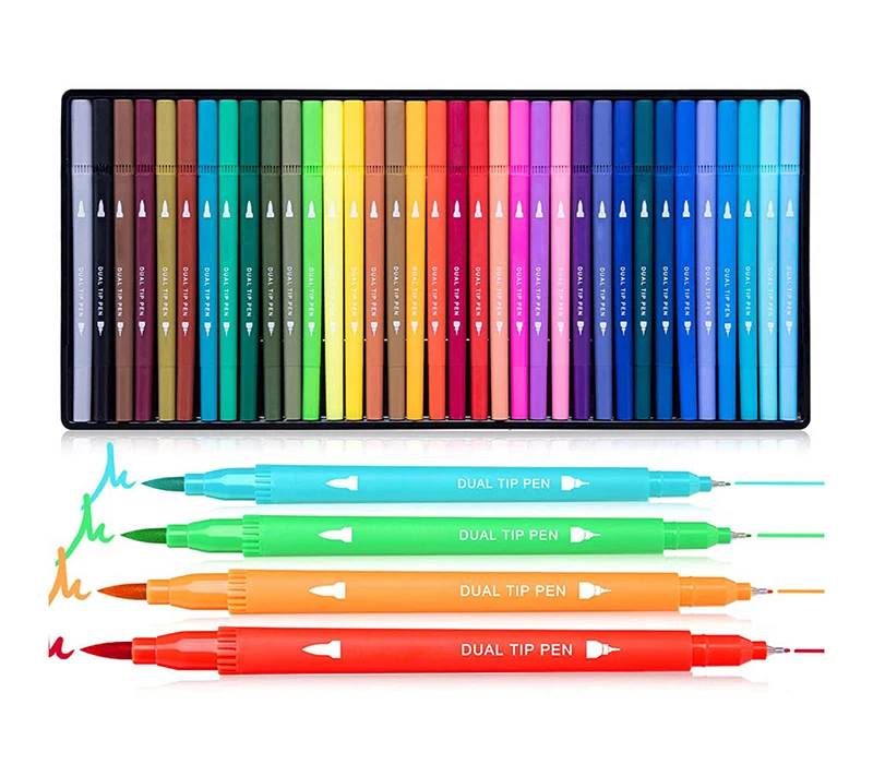 35 Colors  Dual Markers Pen  Coloring Brush Art Marker for Adult Coloring Book,Kids, Bullet Journaling
