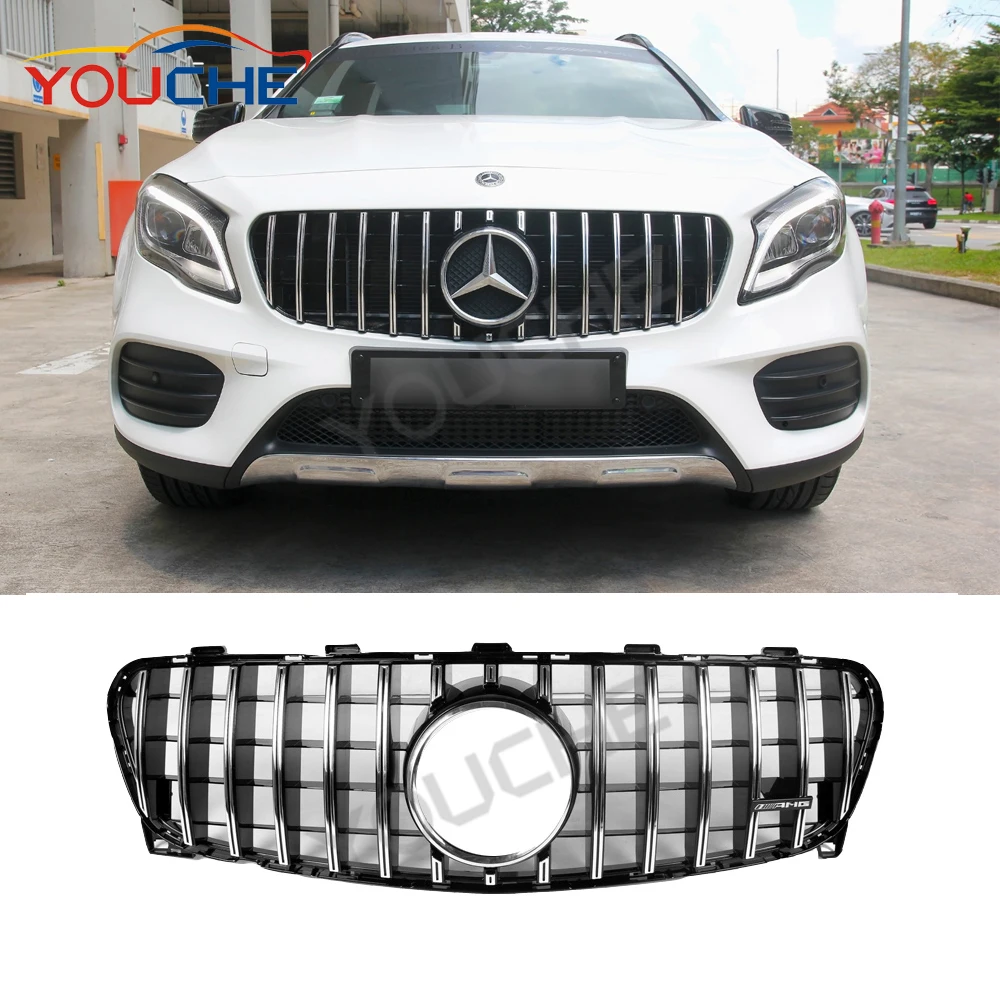 Решетка для переднего бампера Silver GT R style Mercedes GLA class X156 GLA200 GLA220 GLA250 2017 2018