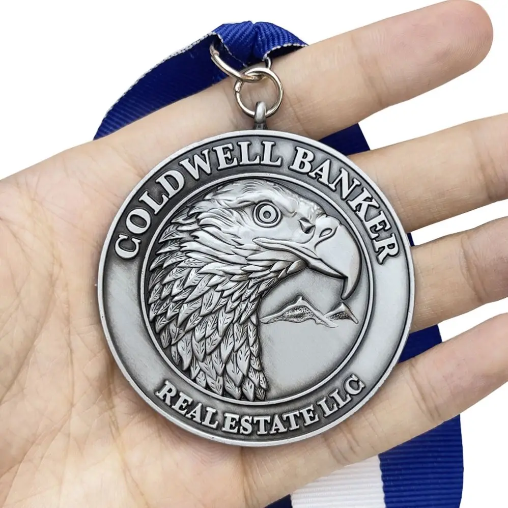 Manufacturer custom metal 3D antique silver zinc alloy die casting medals