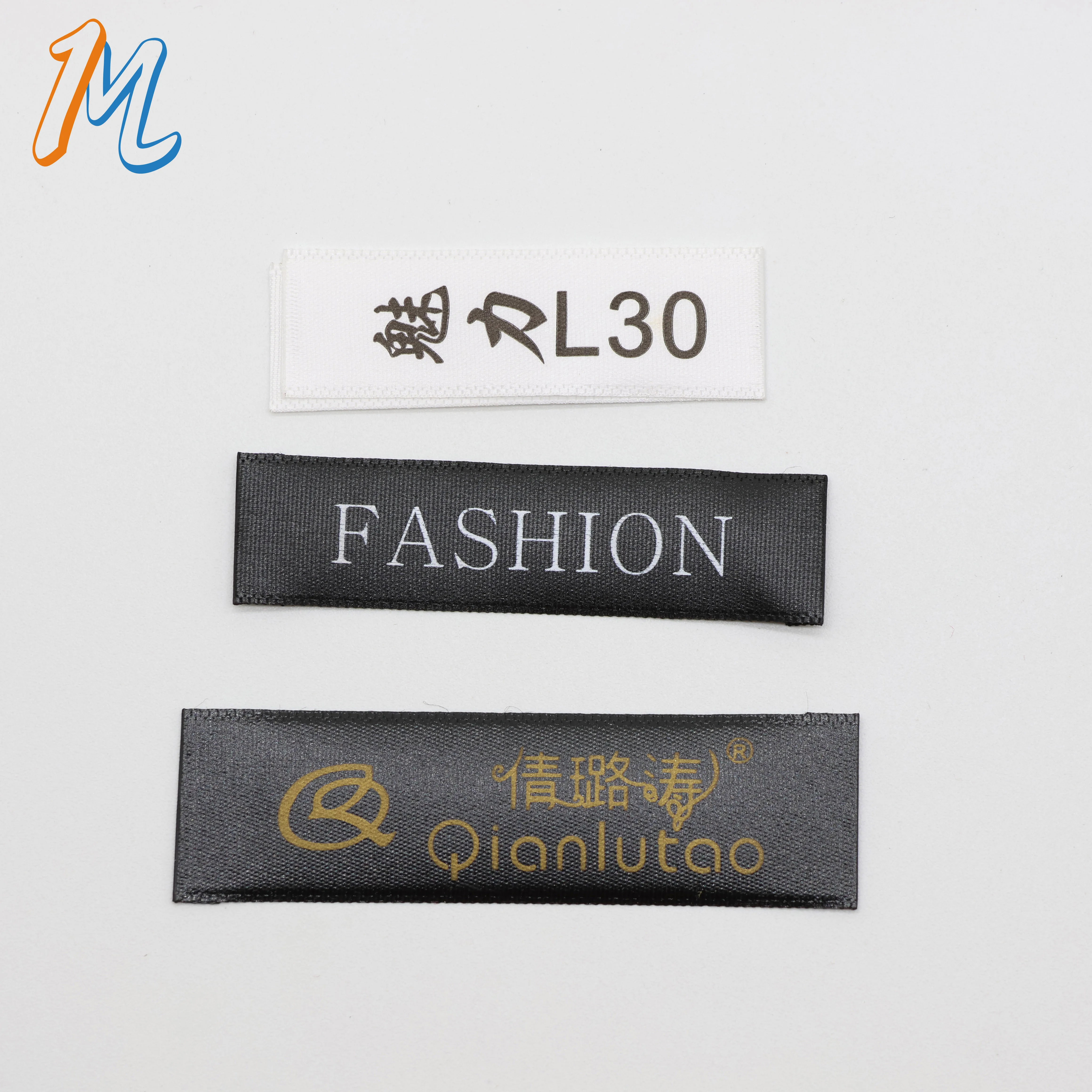 Woven White Garment Labels Clothing Manufacturer Fabric Tags Iron On Neck Cotton Custom Made Logo Label for Clothes
