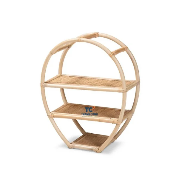 Modern Standing Bookcase with Rattan Shelves High Quality Wooden Wall Shelf Floor Stand Bookshelf at Cheap Price-for Bathrooms