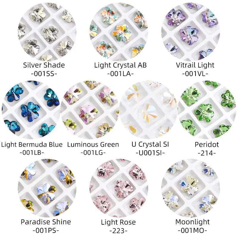 Xichuan K9 Glass Top Sale Clover Heart Shape Pointback Glass Crystal Rhinestones  For Nail Art and Jewelry making