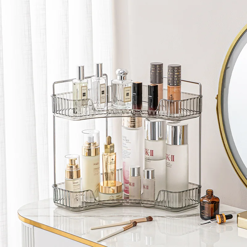 Light luxury 2-Tier storage rack Corner Shelf Organizer Cosmetics Bathroom jewelry desktop Storage